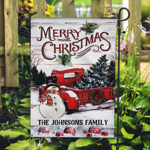 Merry Christmas Family Name - Personalized Flag - Gift For Family, Christmas Gift