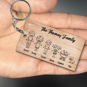 Custom Shapes And Names - Personalized Wooden Keychain - Gift For Family