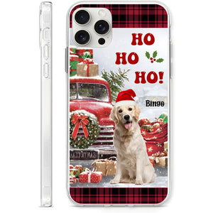 Ho Ho Ho Christmas Pet And Red Car - Custom Photo And Name - Personalized Phone Case, Christmas Gift, Gift For Pet Lover