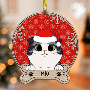 Cute Dog Cat  - Custom Pet And Name, Personalized Acrylic Ornament - Gift For Pet Lover