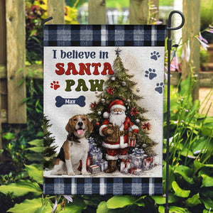 I Believe In Santa Paw - Custom Pet Photo And Name Flag - Christmas Gift, Gift For Pet Lovers