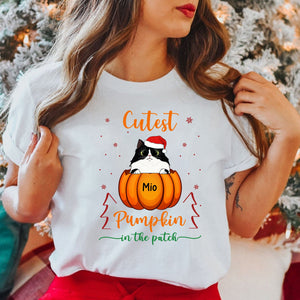 Cutest Pumpkin In The Patch - Custom Pet And Name - Personalized T-Shirt - Gift For Pet Lover, Christmas Gift