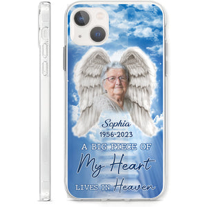 A Big Piece Of My Heart Lives In Heaven - Custom Photo And Name - Personalized Phone Case - Memorial Gifts