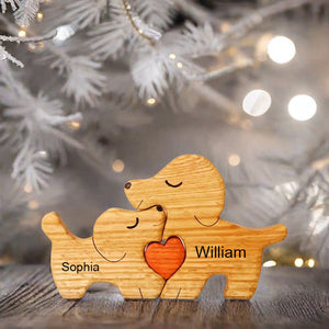 Man, Woman Couple Gift, Personalized Puppies Puzzle Wooden - Wooden Pet Carvings - Gift For Family