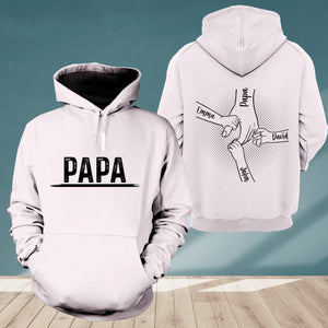 Papa And Kids- Custom Names - Personalized 2 Sides Hoodie - Gift For Family