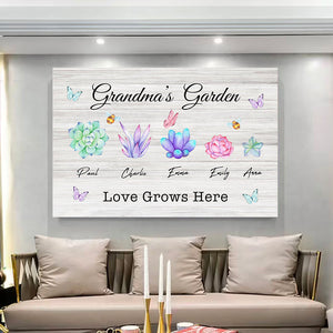 Love Grows Here - Personalized Canvas Poster, Gift For Family