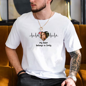 My Heart Belongs To - CustomPhoto And Name - Gift For Lover - Personalized T-Shirt