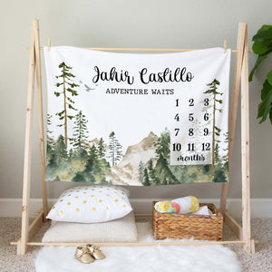 Adventure Waits - Custom Name - Personalized Fleece Blanket - Gift For Family