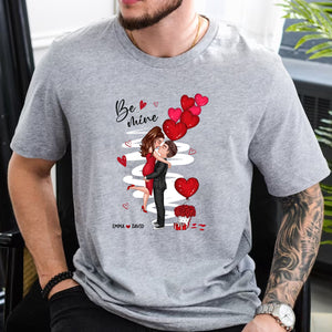 Be Mine Doll Couple Kissing  - Custom Appearances And Names - Gift For Lover - Personalized T-Shirt