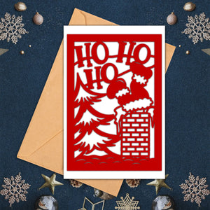 Merry Christmas Ho Ho Ho, Red Background, Christmas Papercut Card, Gift For Family