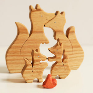 Personalized Fox Family Wooden Puzzle - Puzzle Wooden - Wooden Pet Carvings - Gift For Family