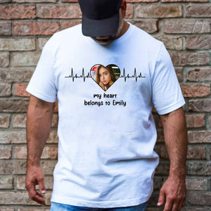 My Heart Belongs To - CustomPhoto And Name - Gift For Lover - Personalized T-Shirt