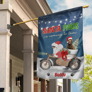 Santa Paws Is Coming To Town - Custom Photo And Name Flag - Christmas Gift, Gift For Family, Gift For Pet Lover