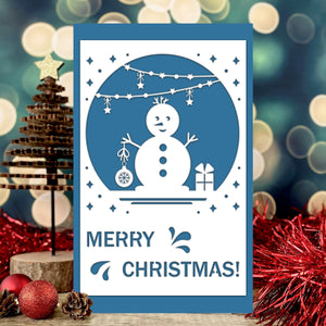 Merry Christmas Blue Background, Christmas Papercut Card, Gift For Family