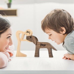 Man, Woman With Pet, Personalized Puzzle Wooden - Wooden Pet Carvings - Gift For Family, Gift For Pet Lover