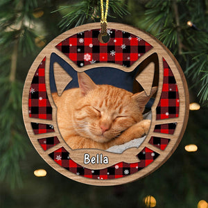 Merry Christmas - Personalized Photo Wooden Ornament - Gift For Pet Lover