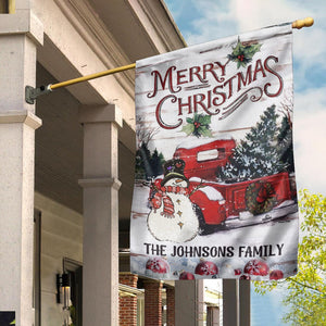 Merry Christmas Family Name - Personalized Flag - Gift For Family, Christmas Gift