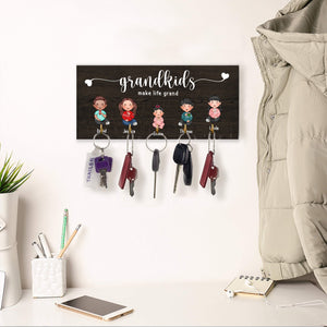 Grandkids Make Life Grand - Custom Appearances And Names - Personalized Key Hanger, Key Holder -Gift For Family