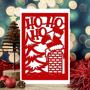 Merry Christmas Ho Ho Ho, Red Background, Christmas Papercut Card, Gift For Family