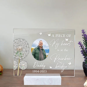 A Piece Of My Heart Is At The Rainbow Bridge - Custom Photo  And Name - Personalized Acrylic Plaque - Memorial Gift