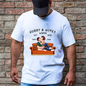 Hubby & Wifey Winter - Custom Appearance And Names - Personalized T-Shirt - Gift For Him, Gift For Her