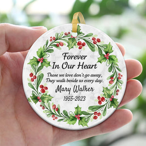 Forever In Our Heart - Personalized 2 Sides Ceramic Ornament - Memorial Gift, Custom Photo Gift