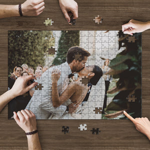 Custom Your Photo, Personalized Wooden Jigsaw Puzzles For Adults and Kids, Gift For Family, Gift For Couple, Wedding