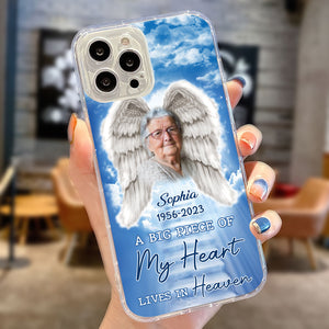 A Big Piece Of My Heart Lives In Heaven - Custom Photo And Name - Personalized Phone Case - Memorial Gifts