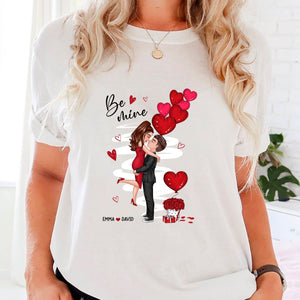 Be Mine Doll Couple Kissing  - Custom Appearances And Names - Gift For Lover - Personalized T-Shirt