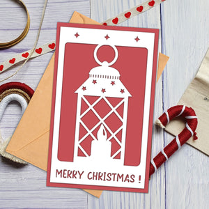 Merry Christmas Red Background, Christmas Papercut Card, Gift For Family