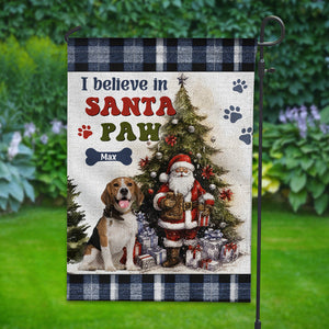 I Believe In Santa Paw - Custom Pet Photo And Name Flag - Christmas Gift, Gift For Pet Lovers