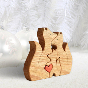 Personalized Fox Family Wooden Puzzle - Puzzle Wooden - Wooden Pet Carvings - Gift For Family