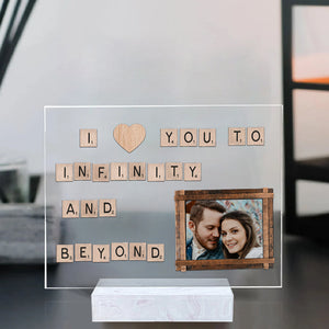 I Love You To Infinity And Beyond - Custom Photo - Personalized Acrylic Plaque, Couple Gift