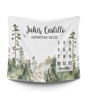 Adventure Waits - Custom Name - Personalized Fleece Blanket - Gift For Family