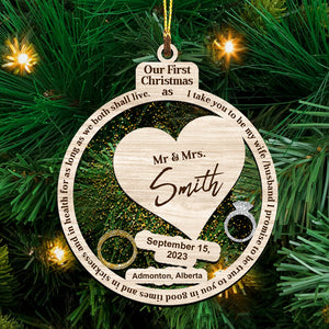 Our First Christmas As Mr. & Mrs. Personalized Ornament - Christmas Gift For Couple - Custom Shaker Ornament