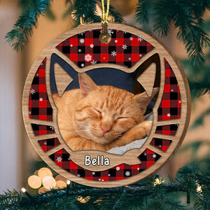 Merry Christmas - Personalized Photo Wooden Ornament - Gift For Pet Lover