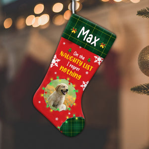 On The Naughty List And I Regret Nothing - Personalized Christmas Socks Decoration - Custom Photo Gift, Christmas Gift