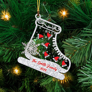 Christmas Ice Skates Family, Personalized Ornament - Christmas Gift For Family - Custom Shaker Ornament