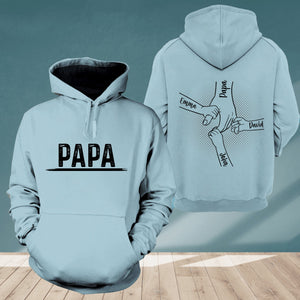 Papa And Kids- Custom Names - Personalized 2 Sides Hoodie - Gift For Family