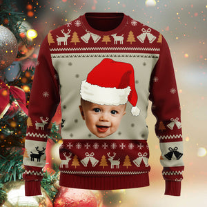 Merry Christmas Kid Wear Hat - Custom Photo And Name - Personalized Woolen Sweater - Family Gift, Xmas Gift