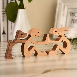 Man, Woman With Pet, Personalized Puzzle Wooden - Wooden Pet Carvings - Gift For Family, Gift For Pet Lover