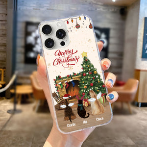 Merry Christmas With Backview Pet, Custom Pet And Name - Personalized Phone Case, Christmas Gift For Pet Lover