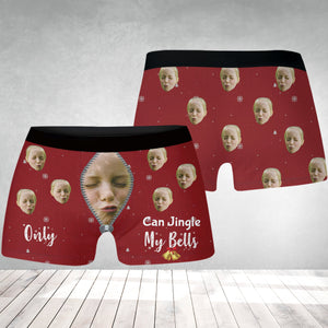 Custom Photo, Only Jingle My Bells, Personalized Boxer Shorts - Gift For Family, Couple Gift