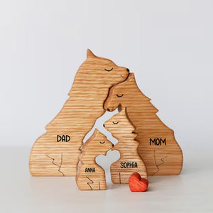 Personalized Puppies Family Puzzle Wooden - Wooden Pet Carvings, Gift For Family, Gift For Couple