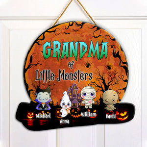 Little Monsters - Custom Appearance And Name - Personalized Wooden Door Sign - Halloween Gift