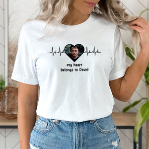 My Heart Belongs To - CustomPhoto And Name - Gift For Lover - Personalized T-Shirt