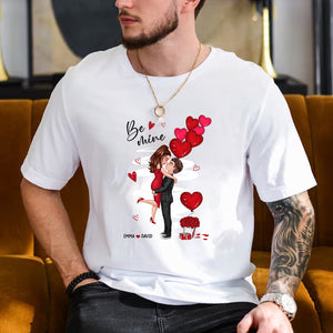 Be Mine Doll Couple Kissing  - Custom Appearances And Names - Gift For Lover - Personalized T-Shirt