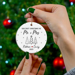 Our First Christmas As Mr & Mrs - Personalized Ceramic Ornament - Gift For Christmas, Family Gift