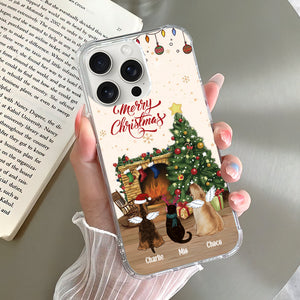 Merry Christmas With Backview Pet, Custom Pet And Name - Personalized Phone Case, Christmas Gift For Pet Lover