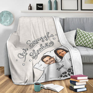 Our Snuggle Blanket, Head Cut - Custom Photos And Names - Personalized Fleece Blanket, Gift For Family, Couple Gift